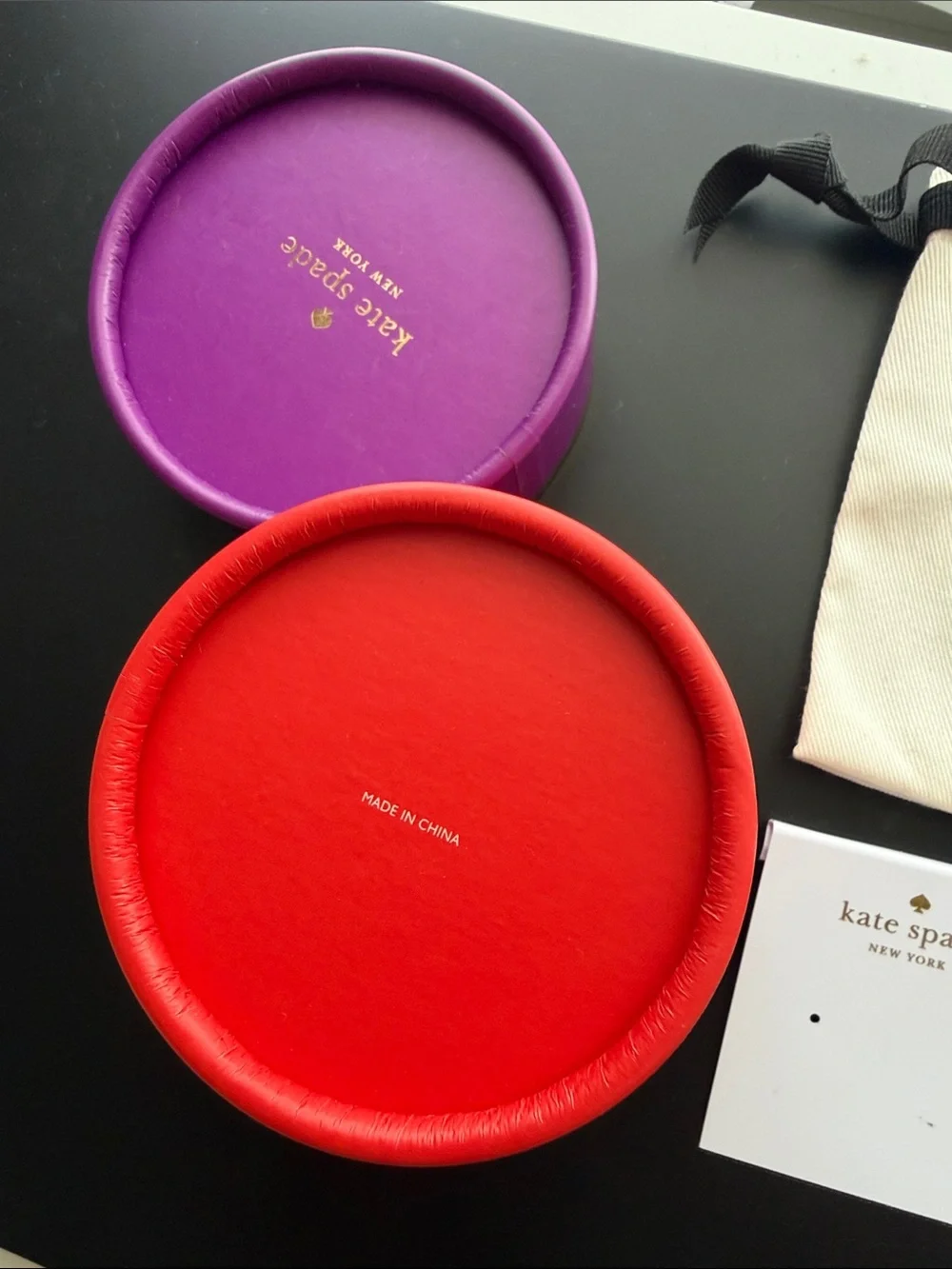 kate spade Purple and Red Round Jewelry Box with Pouch